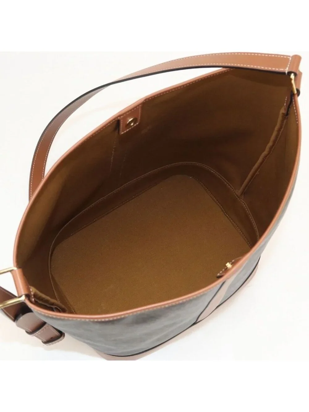 Celine Medium Bucket Triomphe Canvas Shoulder Bag Leather